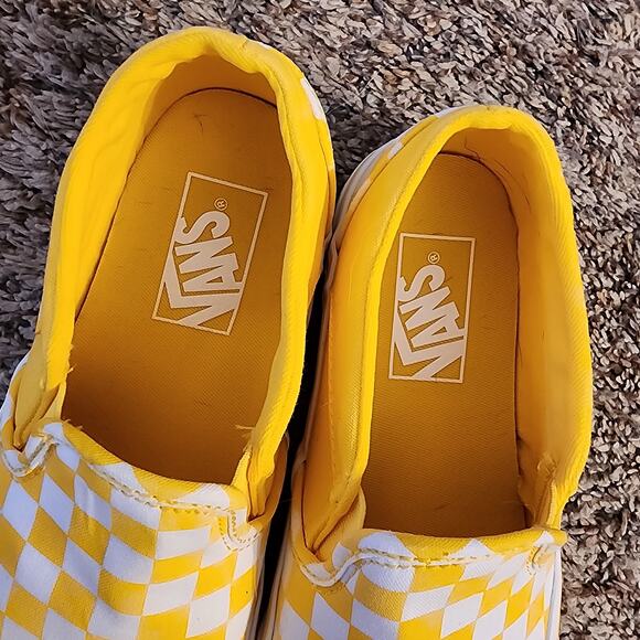 Vans Classic Slip-On Checkerboard Yellow White Size 6.5 - Picture 5 of 9